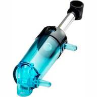 Lego pneumatický válec se 2 vstupy a středním zaobleným koncem (48 mm), průhledná světle modrá (4529223, 4529334)